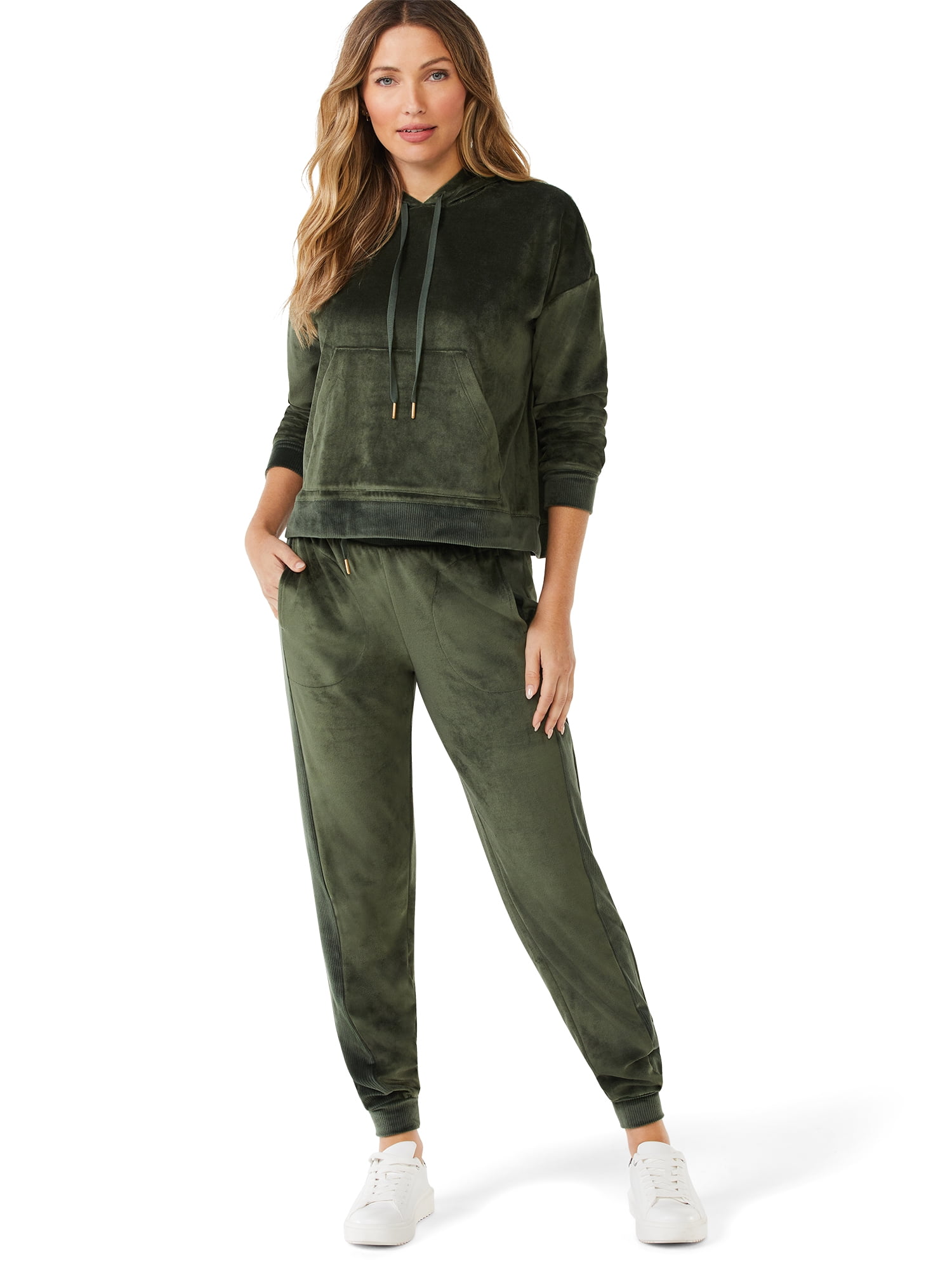 Sofia Intimates by Sofia Vergara Women's and Women's Plus Size Cropped Hoodie and Jogger Pants Set, 2-Piece