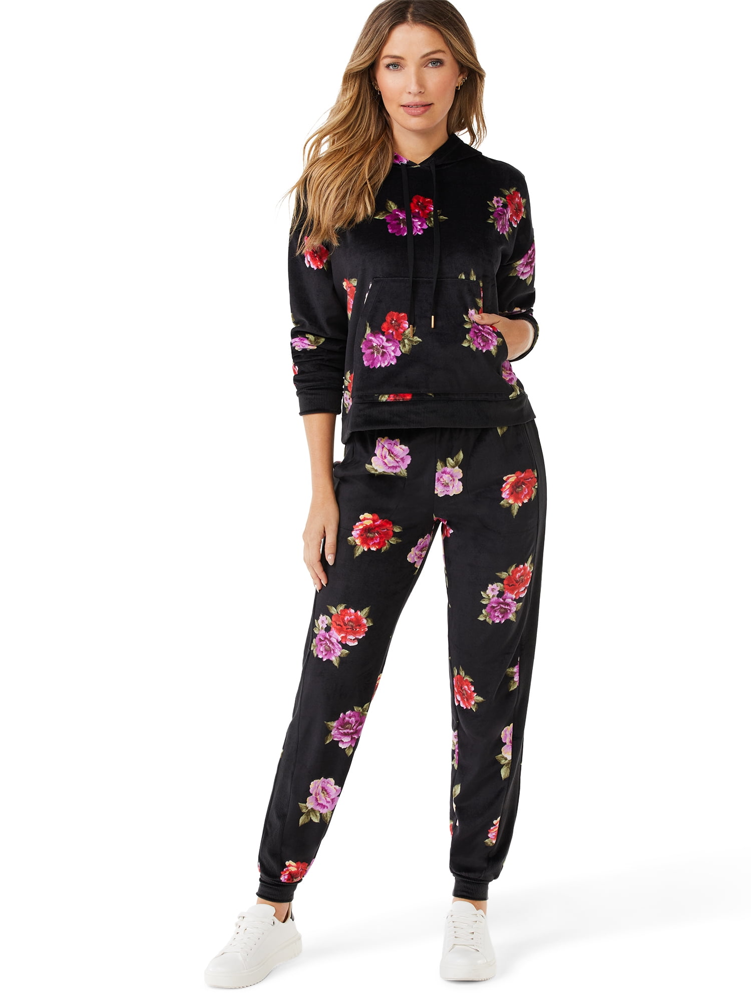 Sofia Intimates by Sofia Vergara Women's and Women's Plus Size Cropped Hoodie and Jogger Pants Set, 2-Piece
