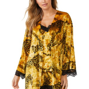 Sofia Intimates by Sofia Vergara Women's and Women's Plus Size Crushed Velvet Cami, Tap Pants and Robe Set, 3-Piece