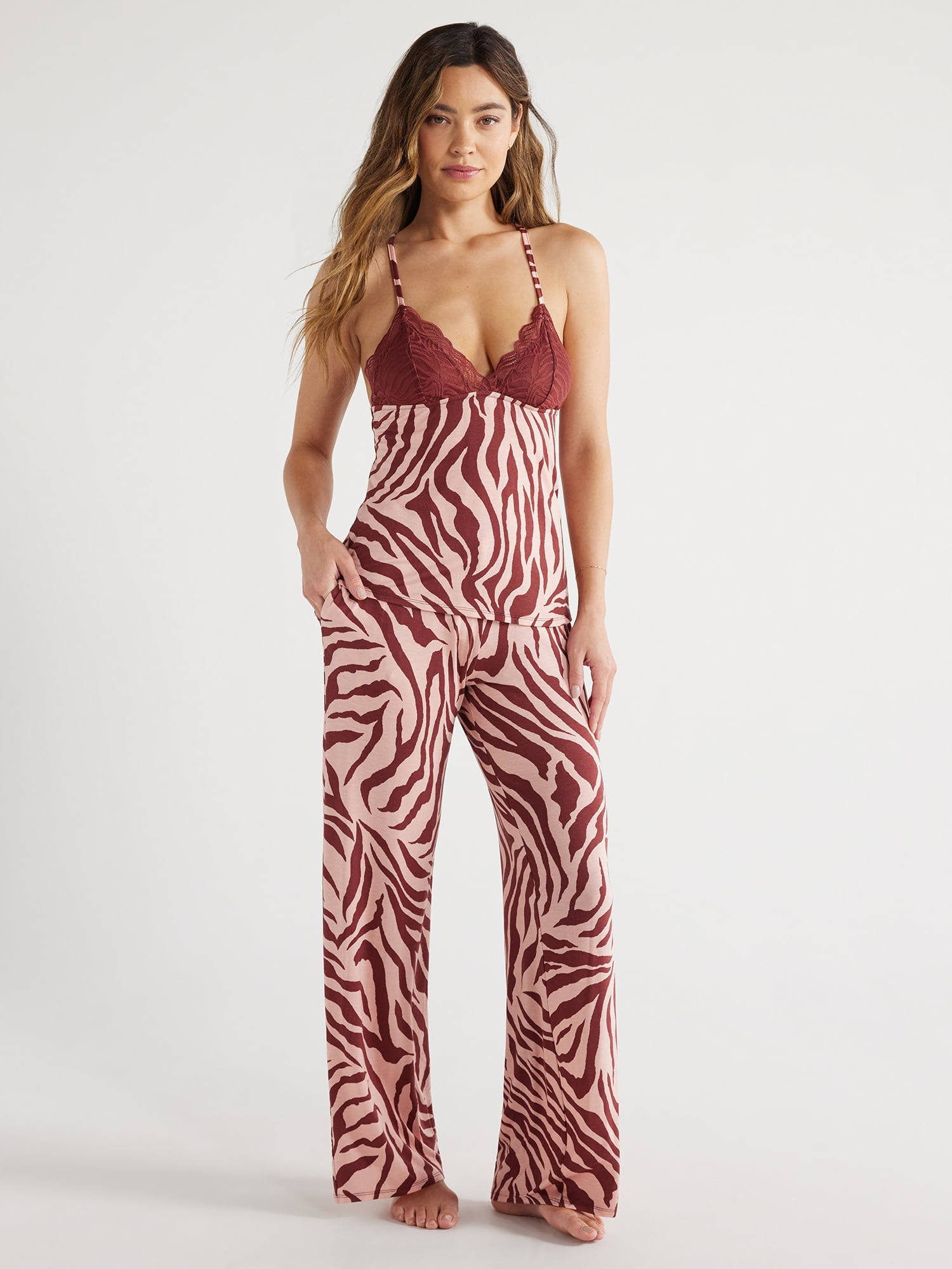 Sofia Intimates Women's and Plus Modal Cami and Pajama Pants Set, 2-Piece, Sizes XS-3X