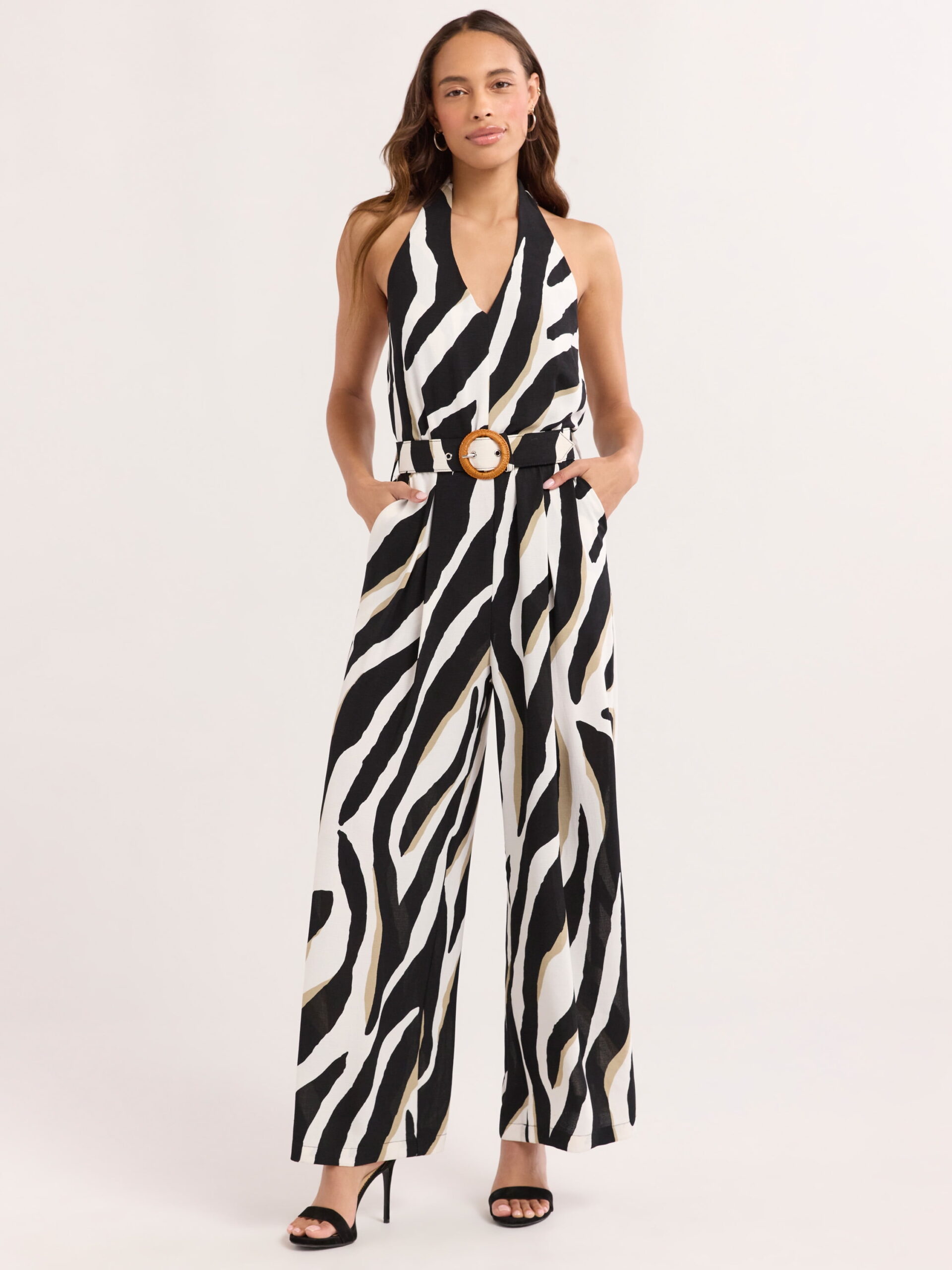 Sofia Jeans Women's and Women's Plus Belted Jumpsuit, Sizes XS-4X
