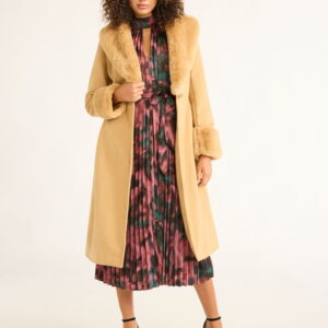 Sofia Jeans Women's and Women's Plus Faux Fur Trim Coat, Sizes XS-5X