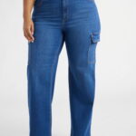 Sofia Jeans Women's and Women's Plus Relaxed Straight High Rise Cargo Jeans, Sizes 0-28W