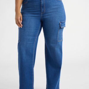 Sofia Jeans Women's and Women's Plus Relaxed Straight High Rise Cargo Jeans, Sizes 0-28W