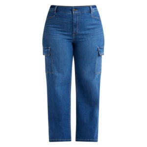 Sofia Jeans Women's and Women's Plus Relaxed Straight High Rise Cargo Jeans, Sizes 0-28W