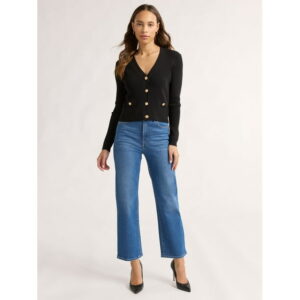 Sofia Jeans Women's and Women's Plus Ribbed Button Cardigan, Lightweight, Size XS-4X
