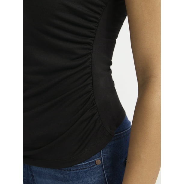 Sofia Jeans Women's and Women's Plus Ruched Side Tee with Short Sleeves, XS-4X