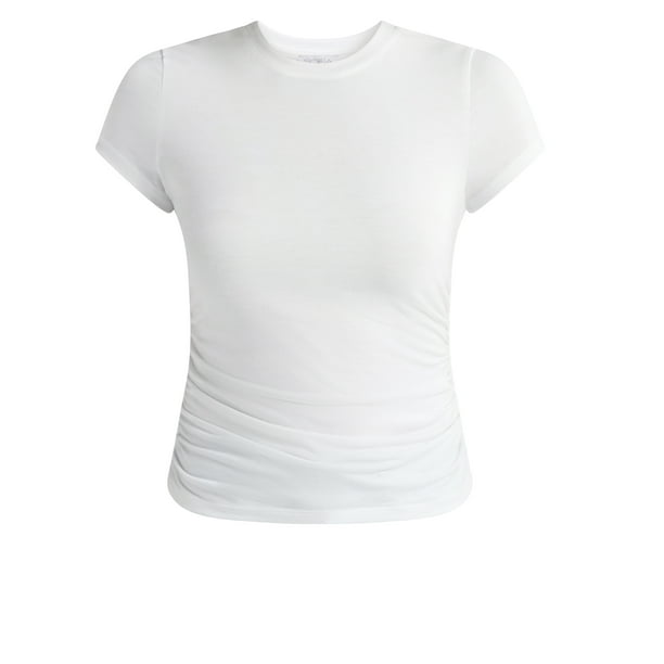 Sofia Jeans Women's and Women's Plus Ruched Side Tee with Short Sleeves, XS-4X