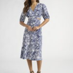 Sofia Jeans Women's and Women's Plus Satin Jacquard Dress, Mid Calf Length, Sizes XS-4X