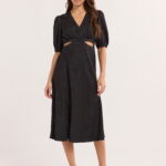 Sofia Jeans Women's and Women's Plus Satin Jacquard Dress, Mid Calf Length, Sizes XS-4X