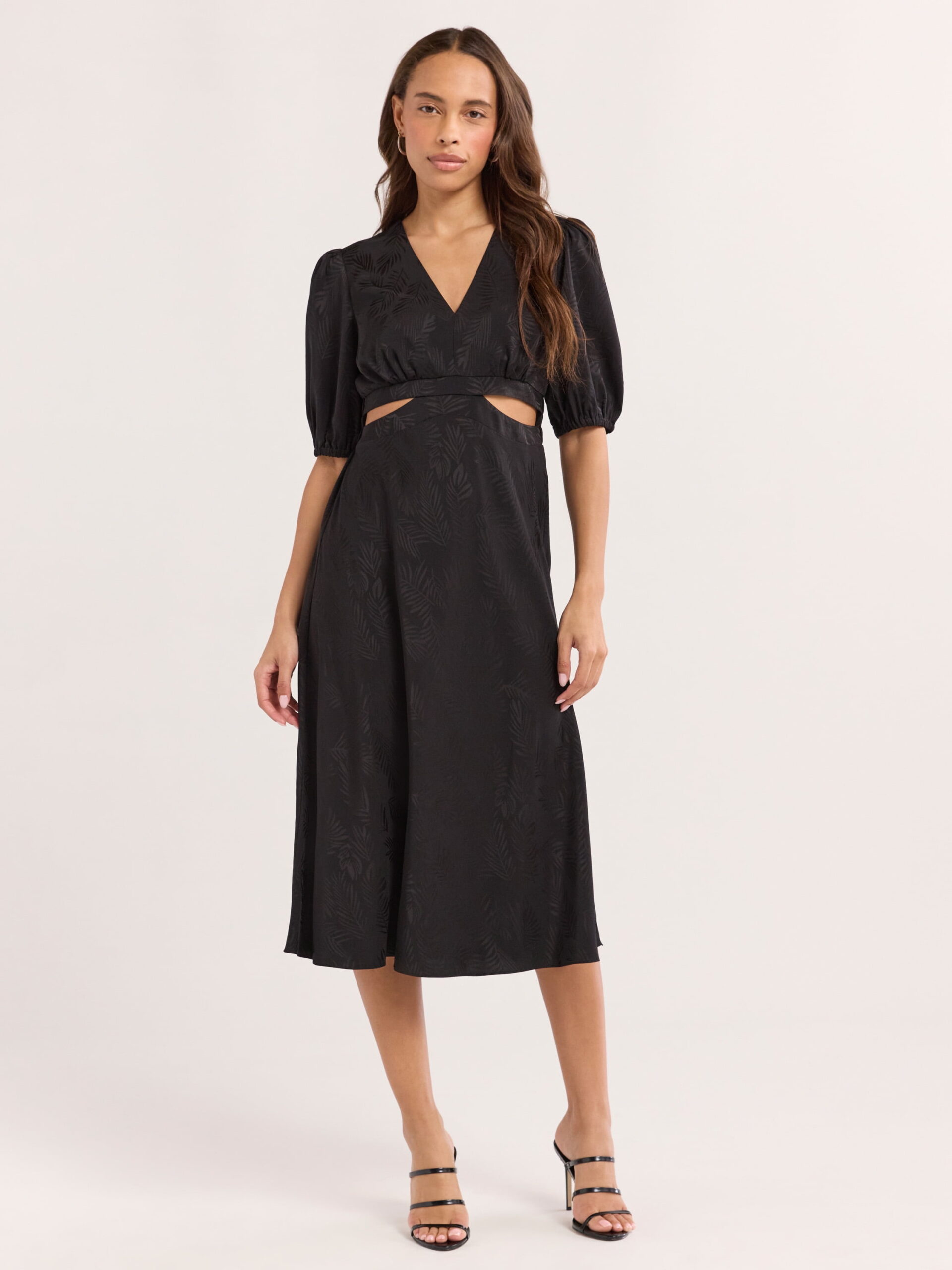 Sofia Jeans Women's and Women's Plus Satin Jacquard Dress, Mid Calf Length, Sizes XS-4X