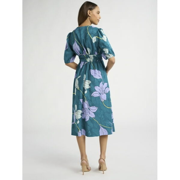 Sofia Jeans Women's and Women's Plus Satin Jacquard Dress, Mid Calf Length, Sizes XS-4X