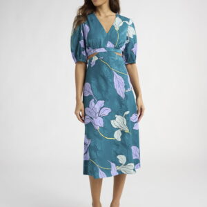Sofia Jeans Women's and Women's Plus Satin Jacquard Dress, Mid Calf Length, Sizes XS-4X