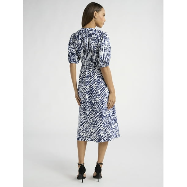 Sofia Jeans Women's and Women's Plus Satin Jacquard Dress, Mid Calf Length, Sizes XS-4X