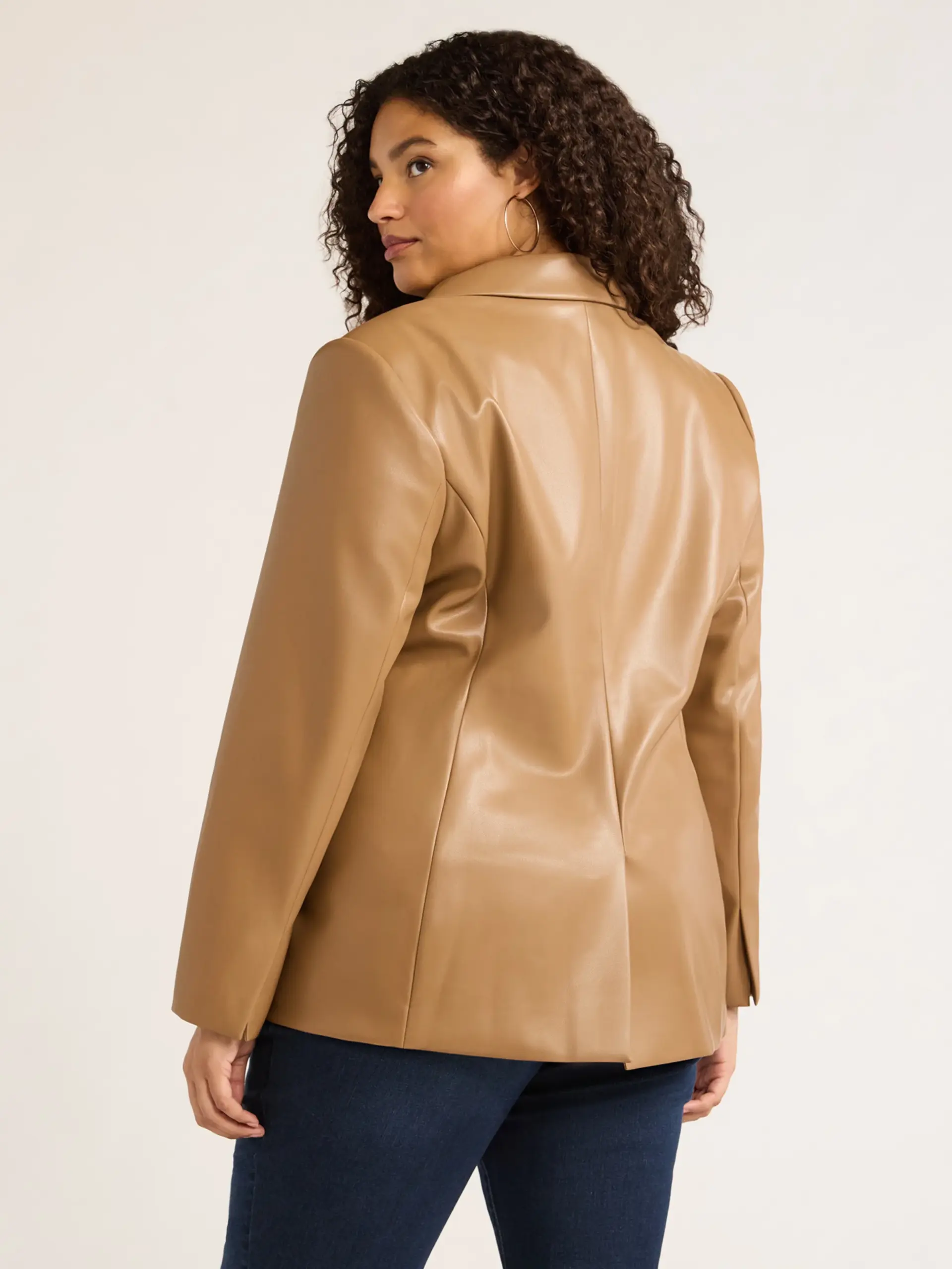 Sofia Jeans Women's and Women's Plus Size Faux Leather Single Breasted Blazer, Sizes XS-5X