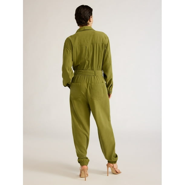 Sofia Jeans Women's and Women's Plus Size Utility Jumpsuit with Long Sleeves, 26" Inseam, Sizes XS-5X