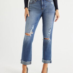 Sofia Jeans Women's Beatrix Slouchy Boyfriend Mid Rise Distressed Jeans, 27" Inseam, Sizes 0-18