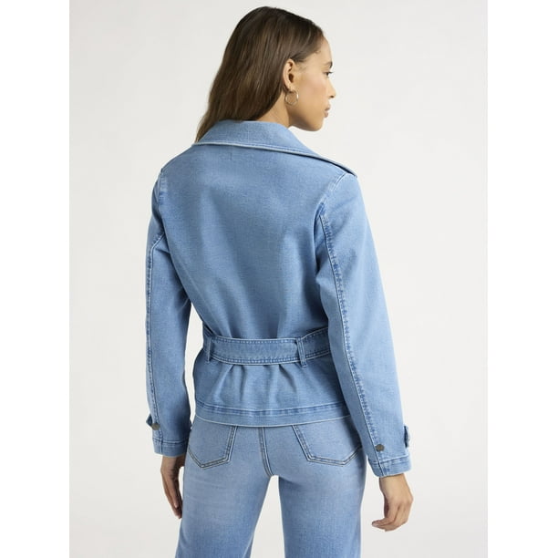 Sofia Jeans Women's Belted Cropped Trench Coat, Sizes XS-XXXL