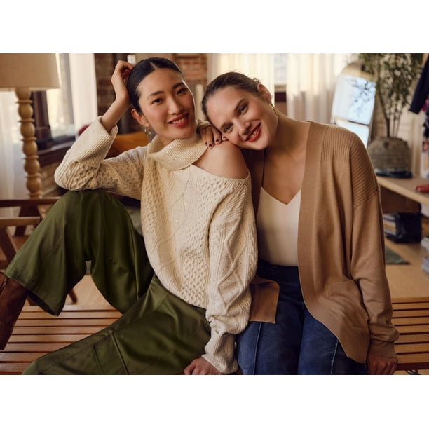 Sofia Jeans Women's Cozy Shine Sweater with Long Sleeves, Mid-weight, Sizes XS-XXXL