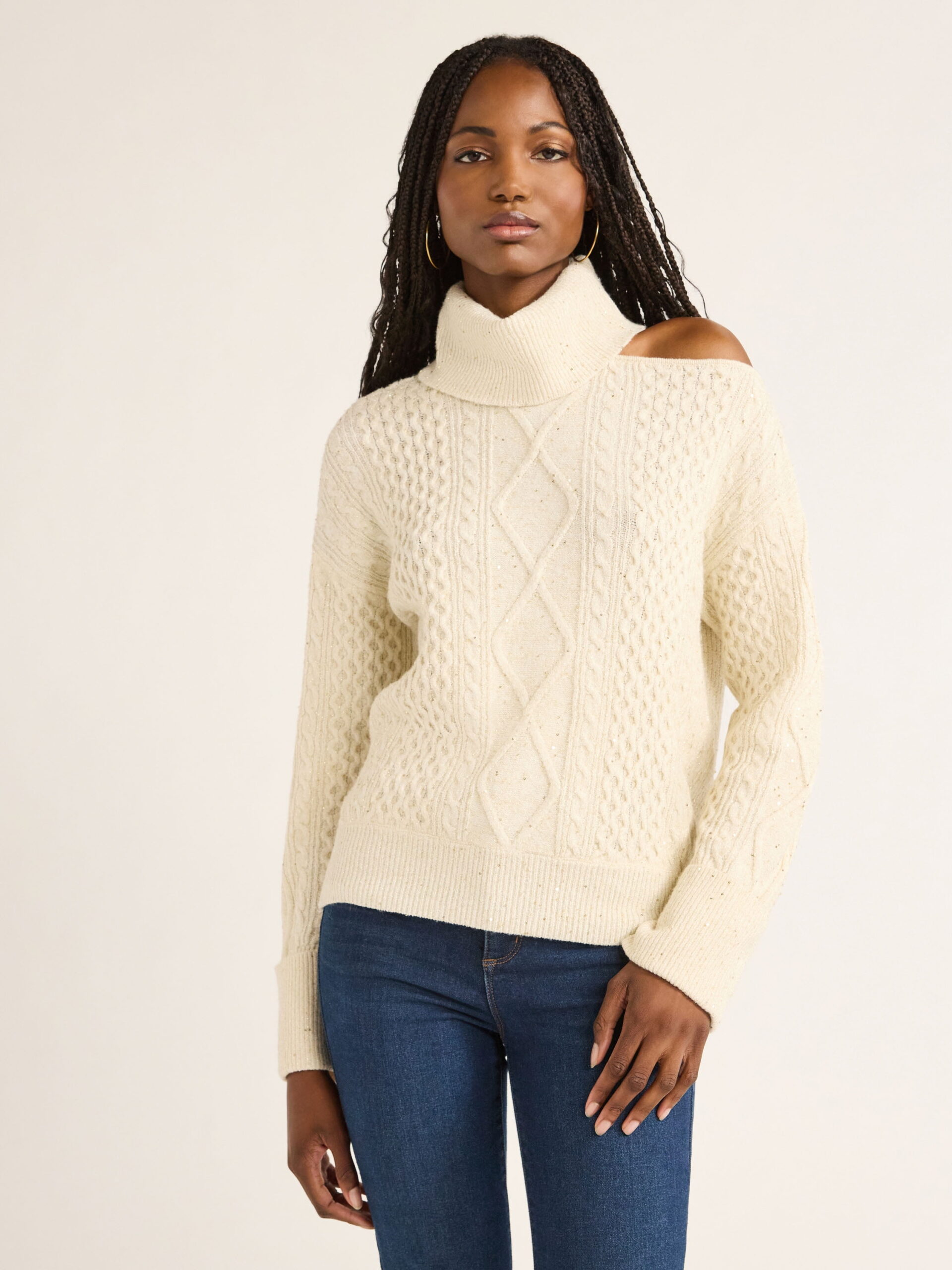 Sofia Jeans Women's Cozy Shine Sweater with Long Sleeves, Mid-weight, Sizes XS-XXXL