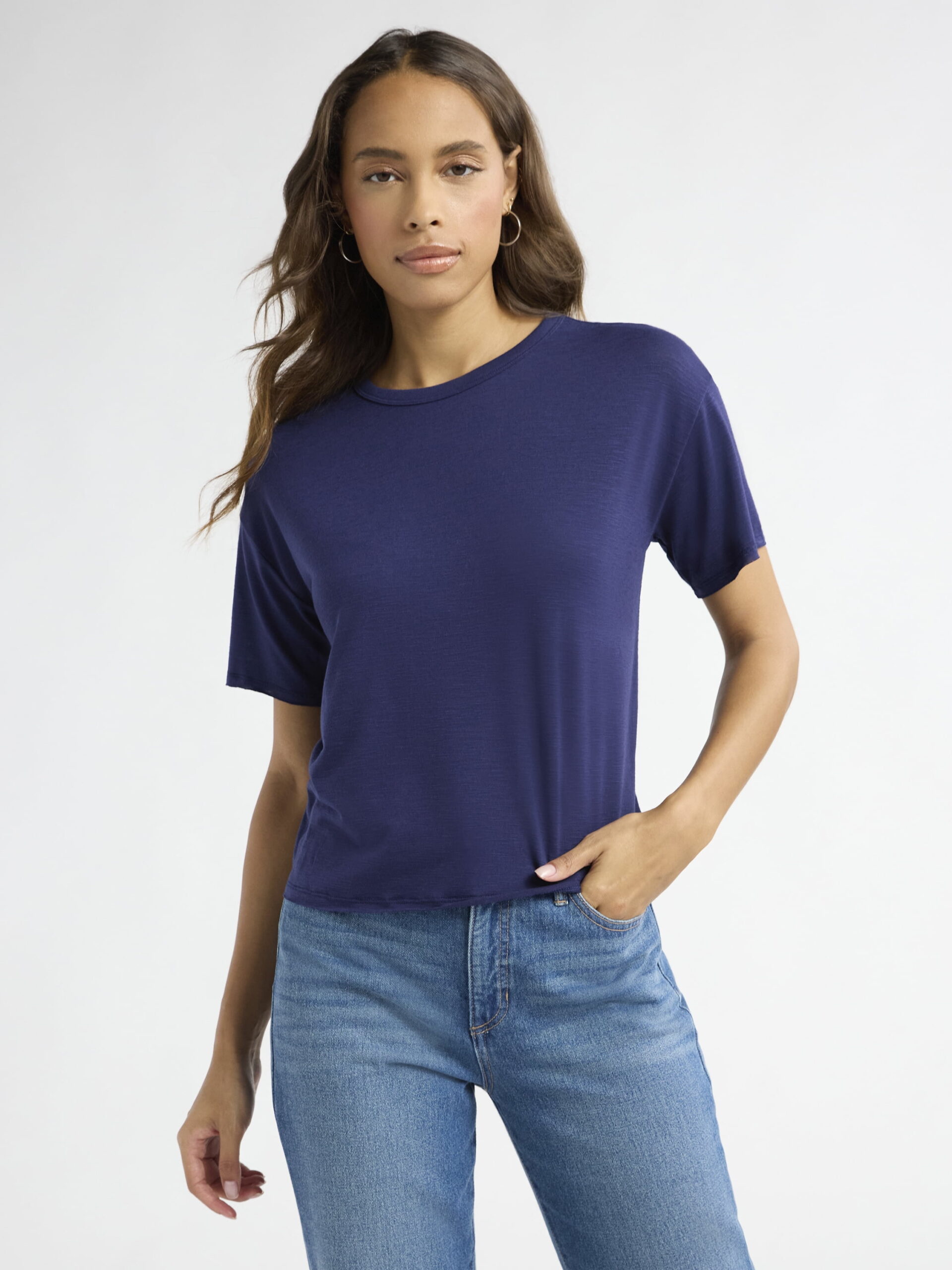 Sofia Jeans Women's Crewneck Tee with Short Sleeves, Sizes XS-XXXL