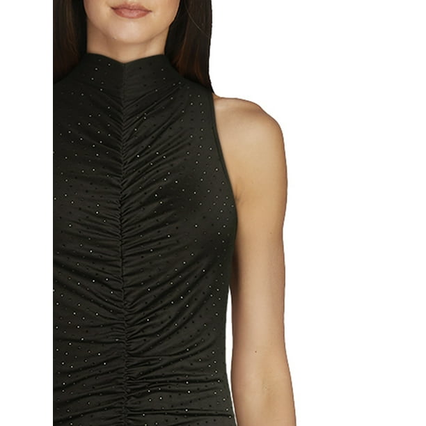 Sofia Jeans Women's Halter Dress with Gathered Front, Below the Knee Length, Sizes XS-XXL