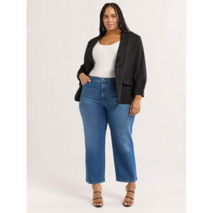 Sofia Jeans Women's Linen Blend Blazer with Scrunch Sleeves, Sizes XS-4X