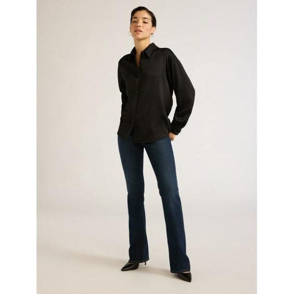 Sofia Jeans Women's Oversized Boyfriend Shirt with Long Sleeve, Sizes XS-XXL