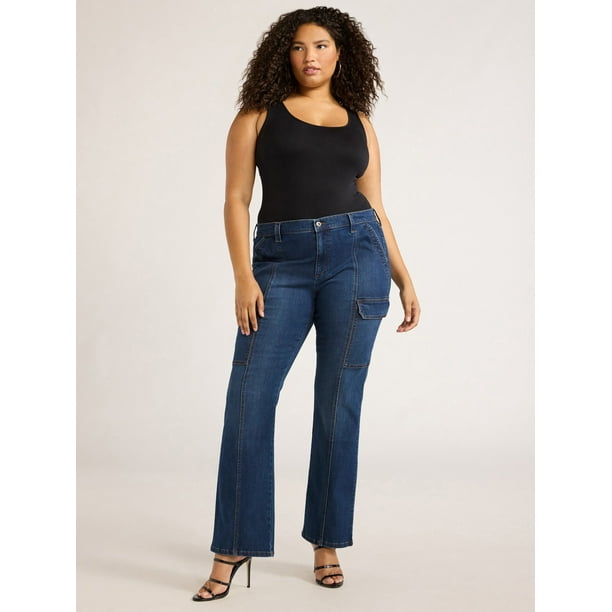 Sofia Jeans Women's Plus Marisol Bootcut Mid Rise Cargo Jeans, 0-28W