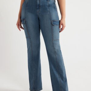 Sofia Jeans Women's Plus Marisol Bootcut Mid Rise Cargo Jeans, 0-28W