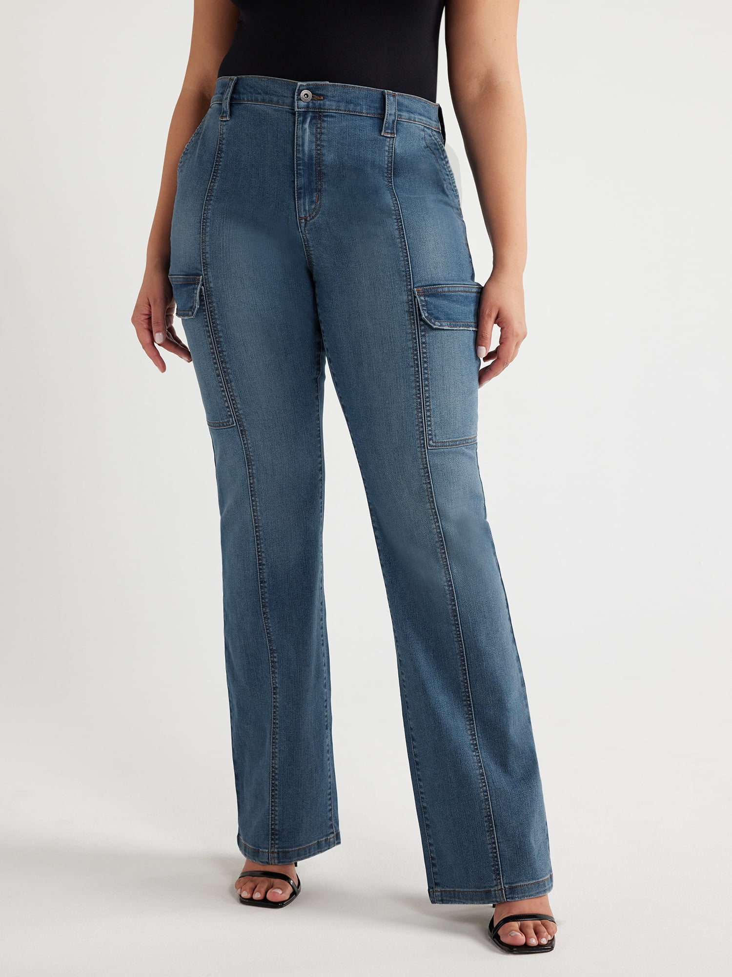 Sofia Jeans Women's Plus Marisol Bootcut Mid Rise Cargo Jeans, 0-28W