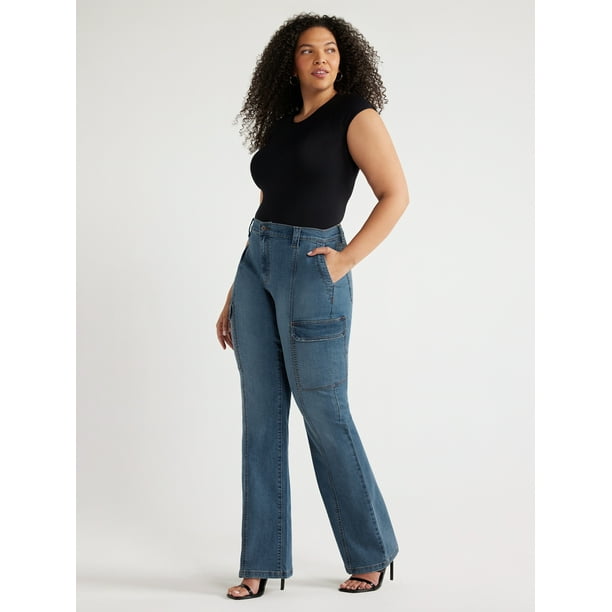 Sofia Jeans Women's Plus Marisol Bootcut Mid Rise Cargo Jeans, 0-28W