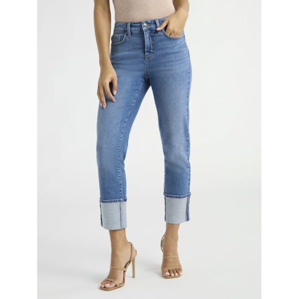 Sofia Jeans Women's Slim Cuffed Denim Mid Rise Jeans, 27" Inseam, Size 0-20