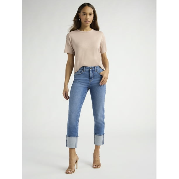 Sofia Jeans Women's Slim Cuffed Denim Mid Rise Jeans, 27" Inseam, Size 0-20