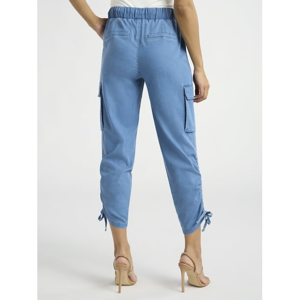 Sofia Jeans Women's Super High Rise Luxe Cargo Pants, 27" Inseam, Sizes XS-XXXL