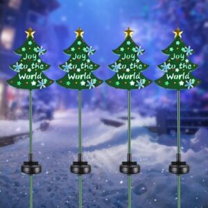 Solar Christmas Tree Stake Lights Solar Pathway Light for Garden Yard Lawn 4Pcs