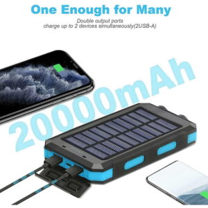 SOLPOWBEN 20000mAh Solar Charger for Cell Phone iPhone, Portable Solar Power Bank with Dual 5V USB Ports, 2 LED Light Flashlight, Compass Battery Pack for Outdoor Camping Hiking...