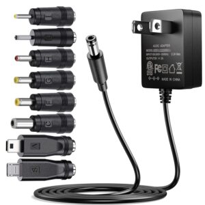 SoulBay 5V 2A Power Supply Adapter 10W AC100-240V to DC 5 Volt 2Amp Versatile Charger Cord with 8 Plugs for USB Hub TV Box Tablet Camera Speaker GPS Webcam Router and More 5vdc...