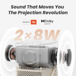 [Sound by JBL & Built-in Battery] Yaber T2 Outdoor Projector with WiFi 6 and Bluetooth, [Auto Focus Keystone & Dolby Audio] Native 1080P Smart Portable Movie Projector for TV...
