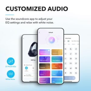 soundcore by Anker Q20i Hybrid Active Noise Cancelling Headphones, Wireless Over-Ear Bluetooth, 40H Long ANC Playtime, Hi-Res Audio, Big Bass, Customize via an App, Transparency...