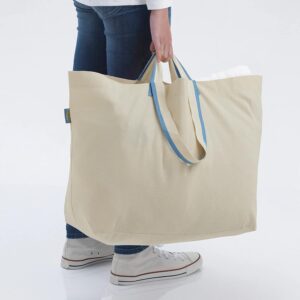 SPIKRAK Carrier Bag, Large, Off White, Cotton/Natural, Reusable Shopping Bag, Washable, Sustainable, Durable