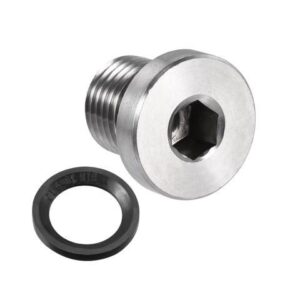 Stainless Steel Inner Hex Head M12x1.25 Pipe Fitting Plug with Seal Ring for Terminate Pipe Ends