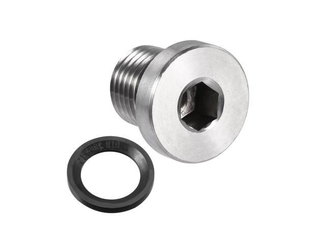 Stainless Steel Inner Hex Head M12x1.25 Pipe Fitting Plug with Seal Ring for Terminate Pipe Ends