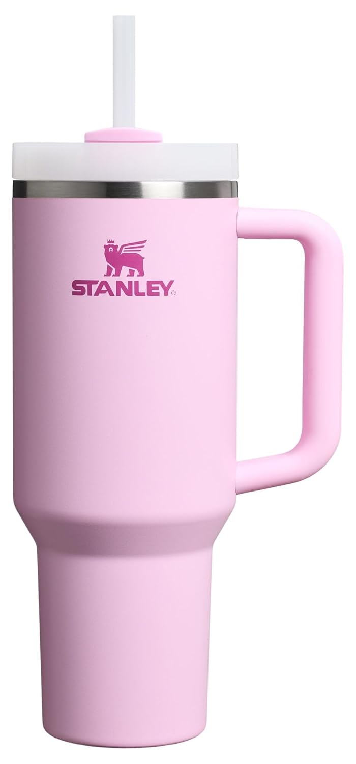 Stanley Quencher H2.0 Tumbler with Handle and Straw 40 oz Flowstate 3-Position Lid Cup Holder Compatible for Travel Insulated Stainless Steel Cup BPA-Free Cherry Blossom