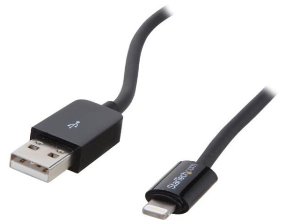 StarTech USBLT2MB 2m (6 ft.) Long Black Apple 8-pin Lightning Connector to USB Cable for iPhone / iPod / iPad - Charge and Sync Cable StarTech USBLT2MB 2m (6 ft.) Long Black Apple 8-pin Lightning Connector to USB Cable for iPhone / iPod / iPad - Charge and Sync Cable