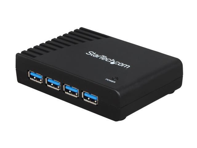 StarTech.com ST4300USB3 4 Port USB 3.0 Hub - 4 x SuperSpeed USB 3.0 - Black - Compact - USB 3 Hub - USB Splitter - Powered USB 3.0 Hub - USB Extender