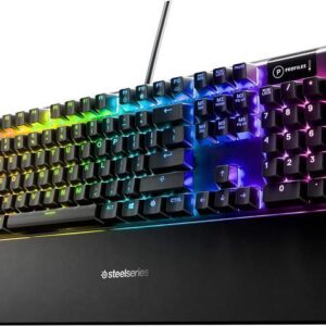 SteelSeries Apex 5 Hybrid Mechanical Gaming Keyboard Per-Key RGB Illumination Aircraft Grade Aluminum Alloy Frame OLED Smart Display (Hybrid Blue