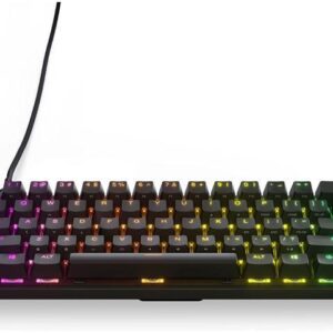 SteelSeries Apex Pro Mini Mechanical Gaming Keyboard Worlds Fastest Keyboard Adjustable Actuation Compact 60% Form Factor RGB PBT Keycaps USB-C