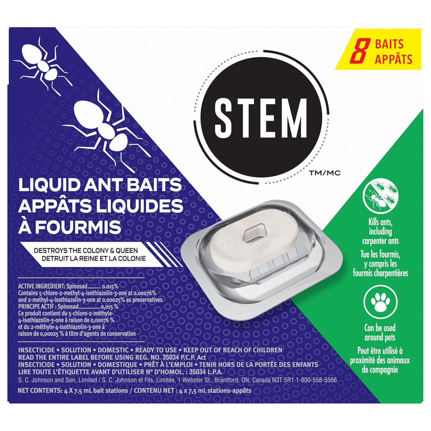 STEM™ Liquid Ant Baits, Destroys The Colony and Queen, for Indoor Use, 8 Spill Proof Bait Stations