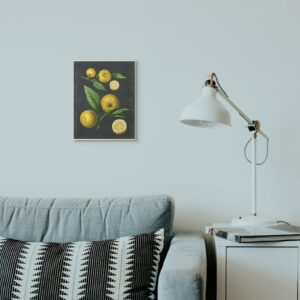 Stupell Industries Botanical Drawing Lemons On Black Design Wall Plaque by Lettered and Lined